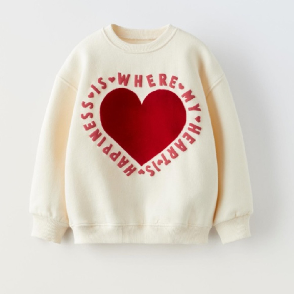 NWT Zara organic cotton blend heart sweatshirt 9-12M